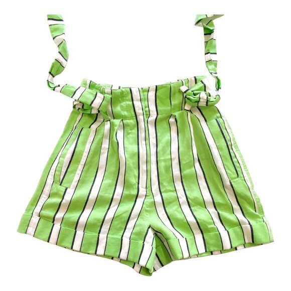 NWT Topshop Green Stripe paper bag Shorts, size 2 - Picture 3 of 8
